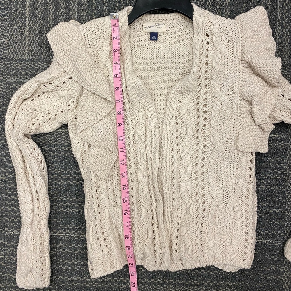 Universal Thread Oatmeal Flutter Sleeve Cardigan … - image 8
